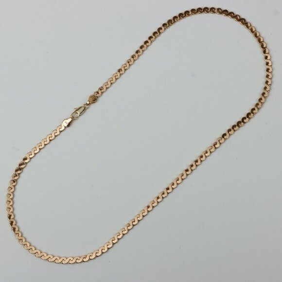Elegant Rose Gold Wave Chain Necklace High-Gloss Finish, XPNL0260 - Picture 2 of 9